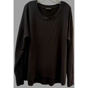 Athleta Coaster Luxe Simple Basic Sweatshirt Athleisure Size XL Black Thumb Hole